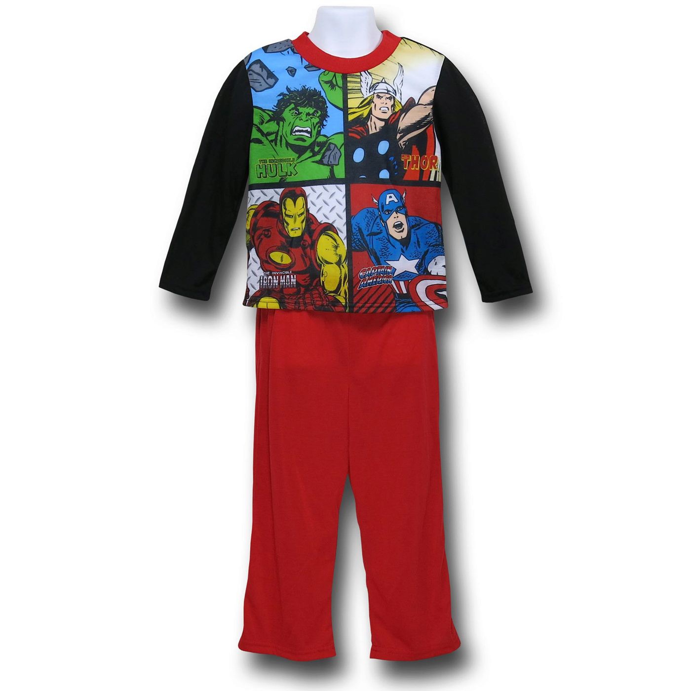Avengers Classic Squares Kids Pajama Set, Red