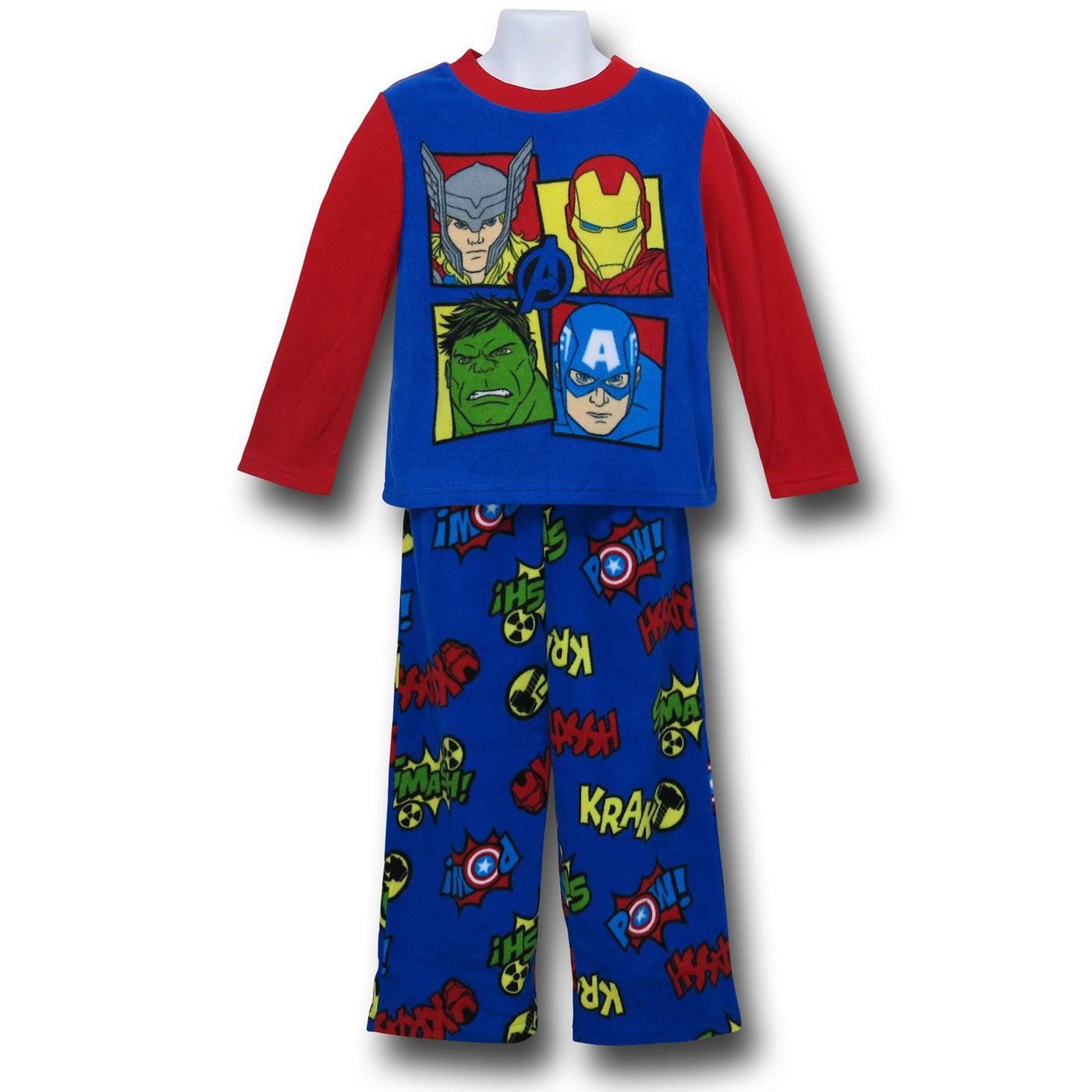 Avengers Comic Heads Kids Fleece Pajama Set, Blue