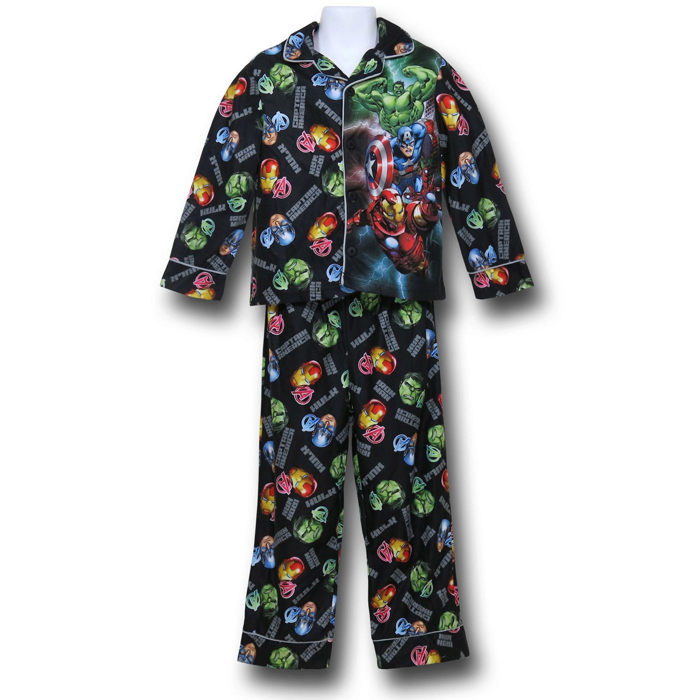 Avengers Image & Heads Kids Pajamas, Black