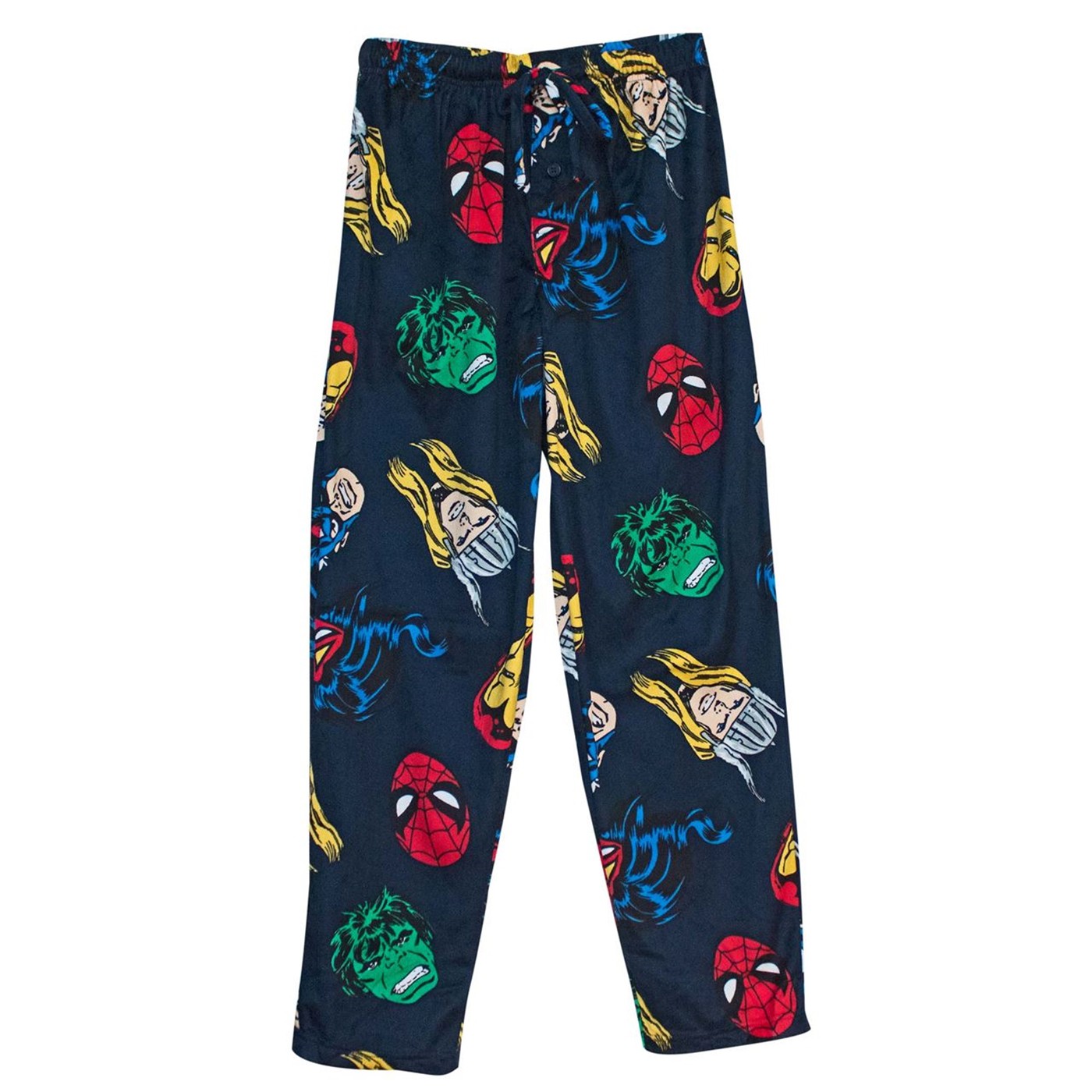 Avengers Classic Heads Up Men's Fleece Pajama Pants, Black
