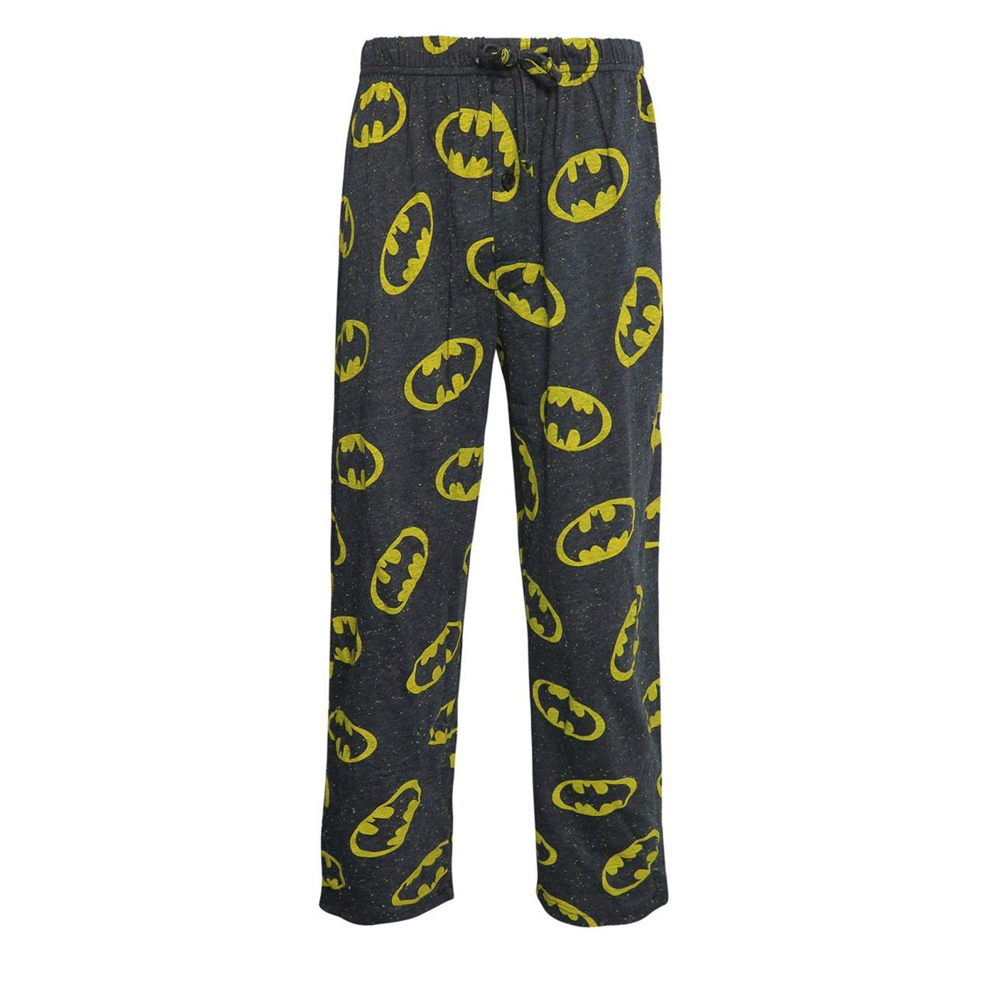 Batman Symbol Confetti All-Over Print Men's Pajama Pants, Black