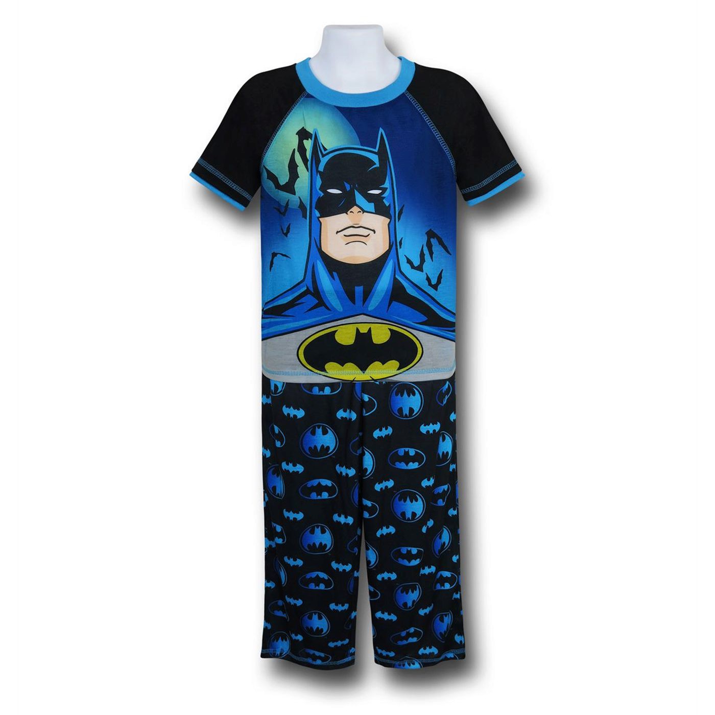 Batman Kids Bat and Blue Pajama Set, Black