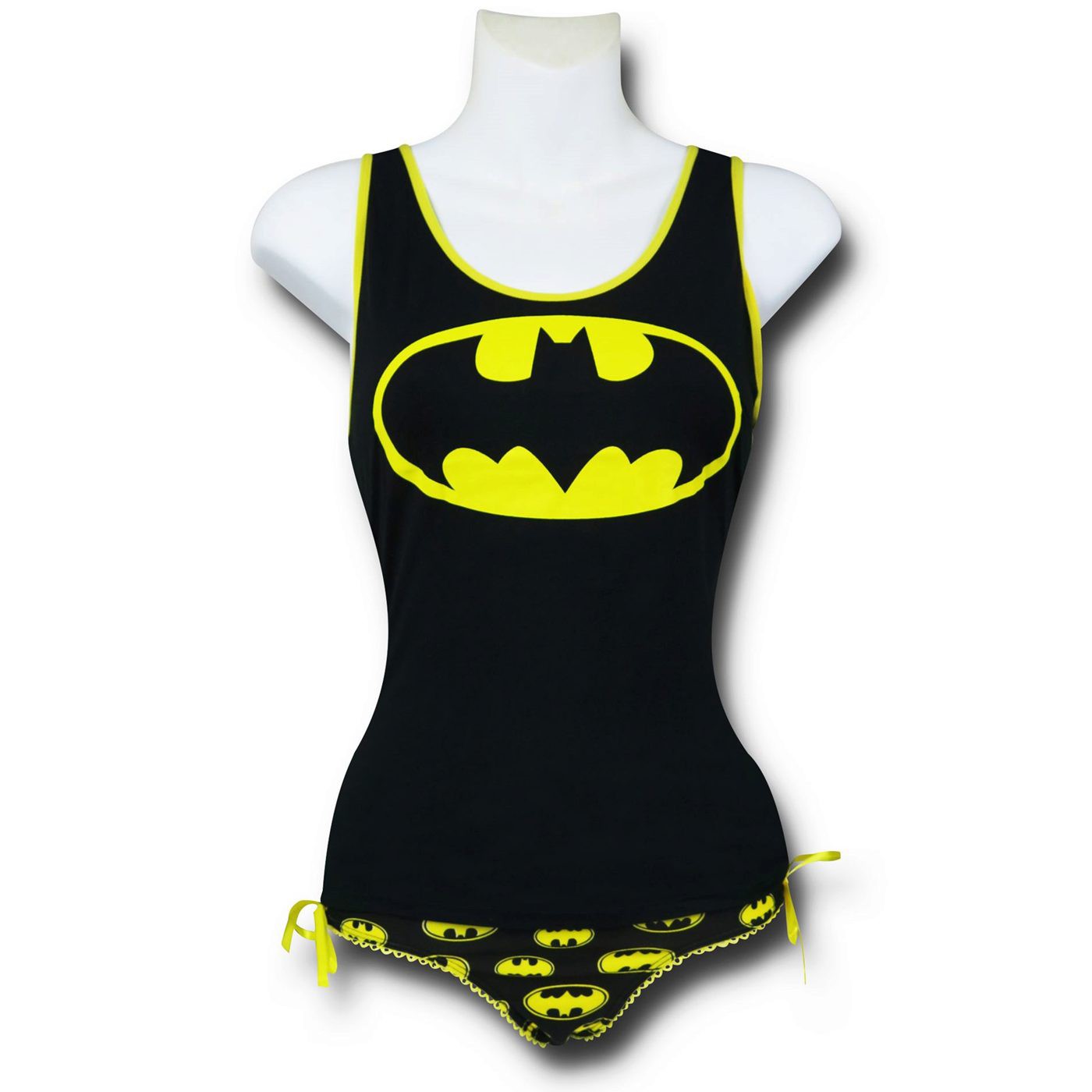 Batman Lace-Back Tank & Panty Set, Black