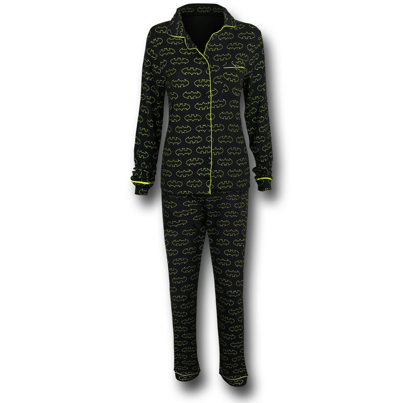 Batgirl Symbol Print Women's Pajama Set, Black