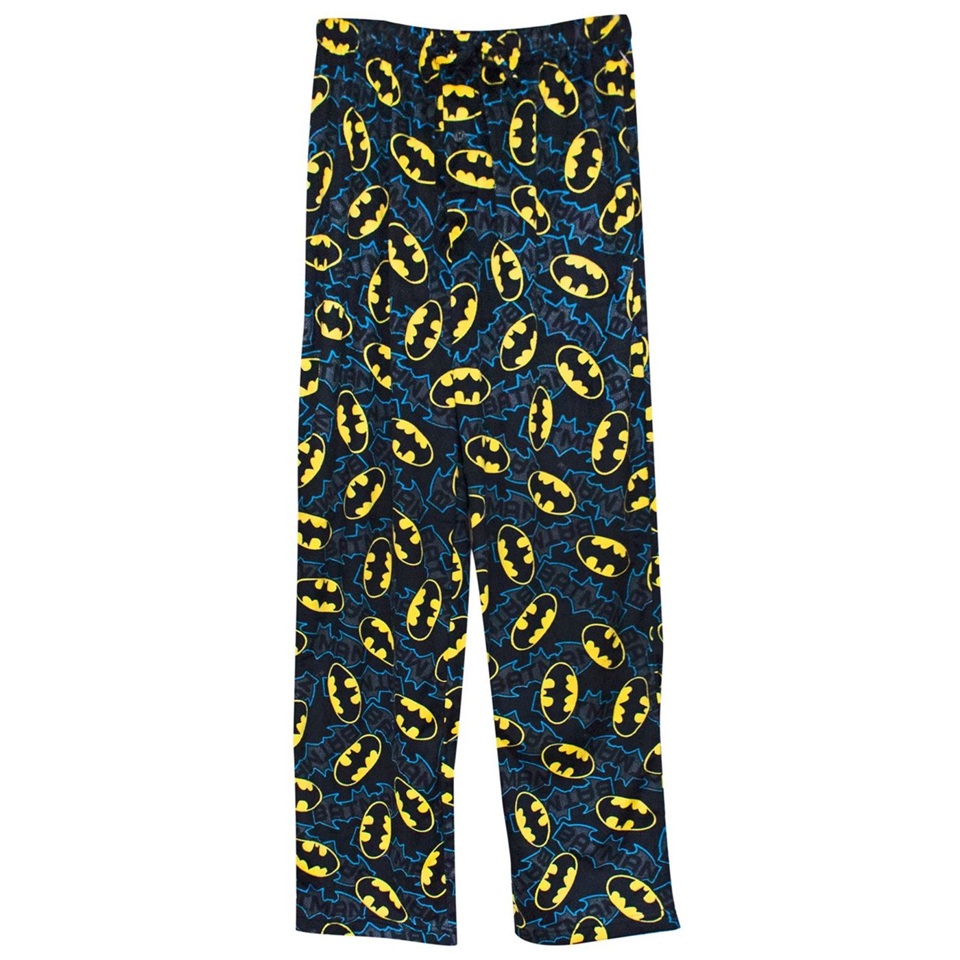 Batman Logo Tech Men's Fleece Plush Pajama Pants, Black