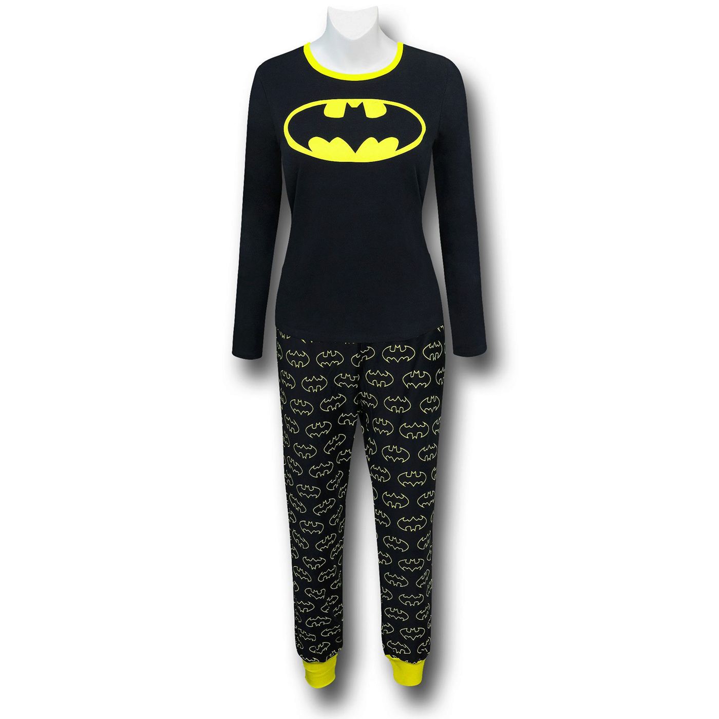 Batman Women's Long Sleeve Sleep Set, Black