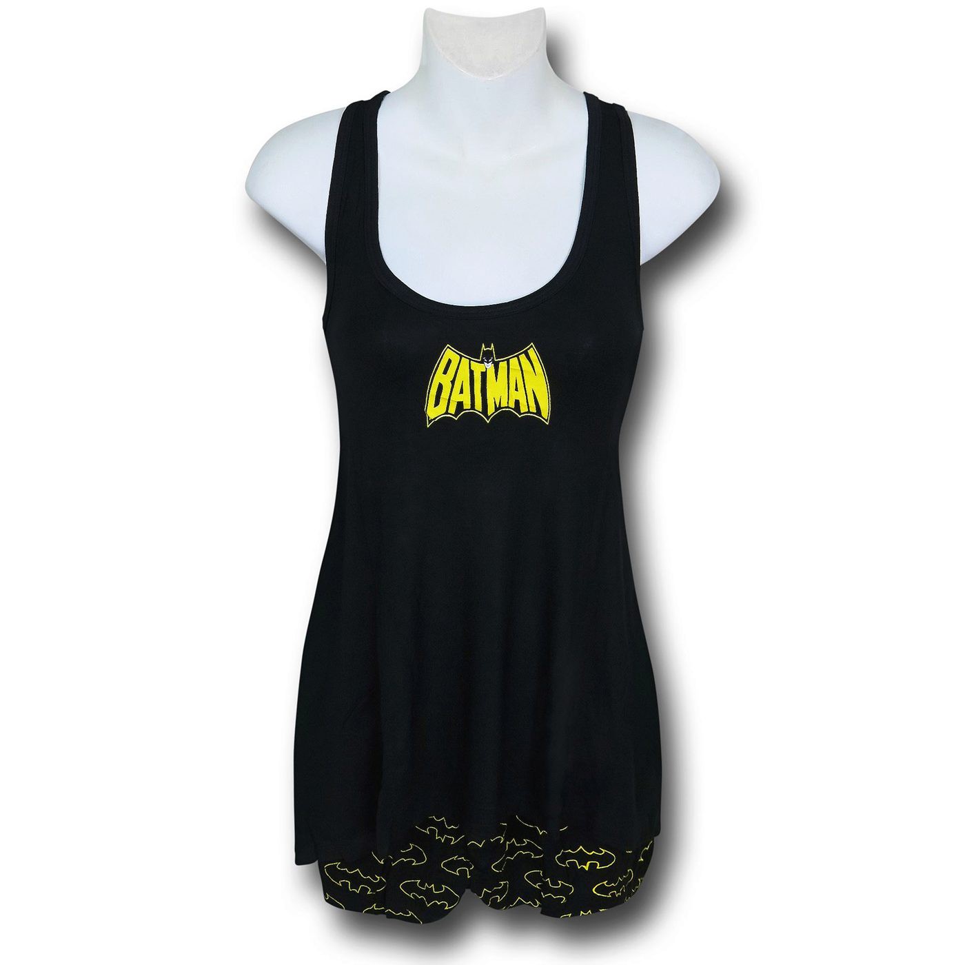 Batman Racerback Tank & Shorts Womens Sleep Set, Black
