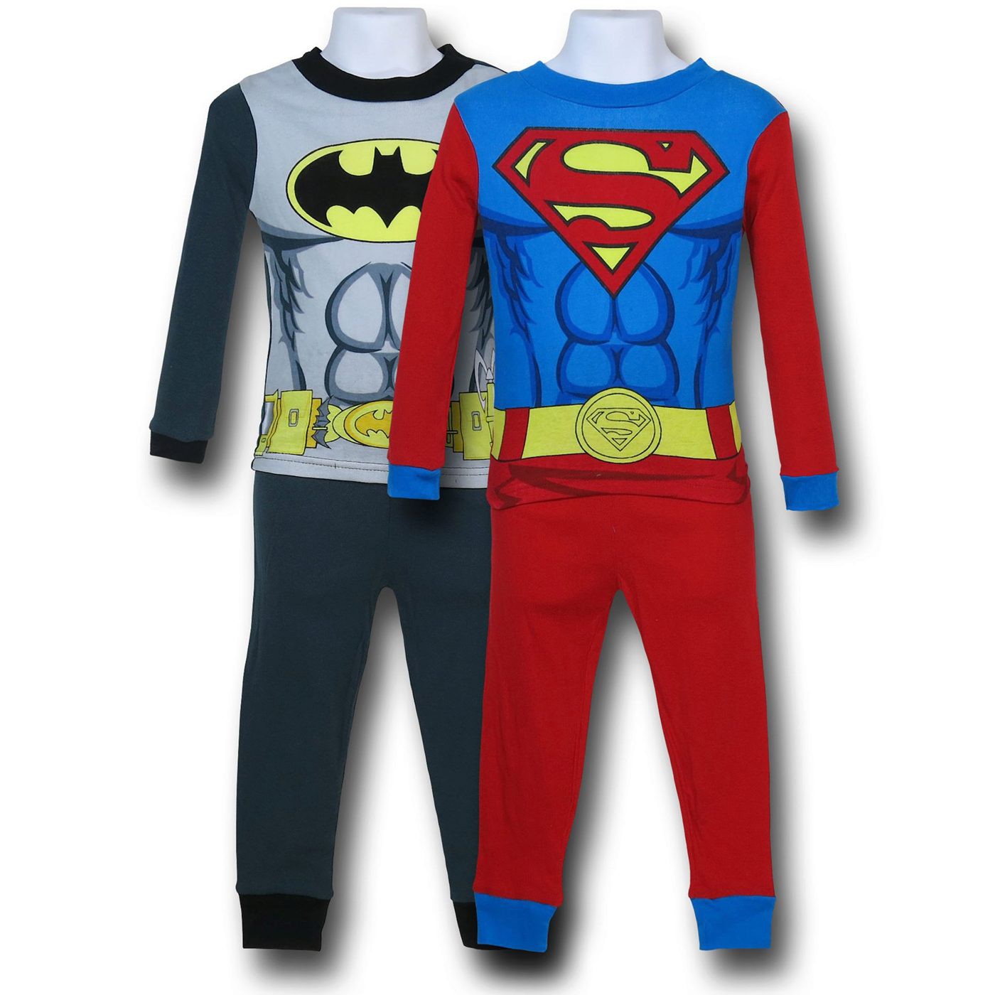 Superman & Batman Costume Kids Pajama Set, Grey