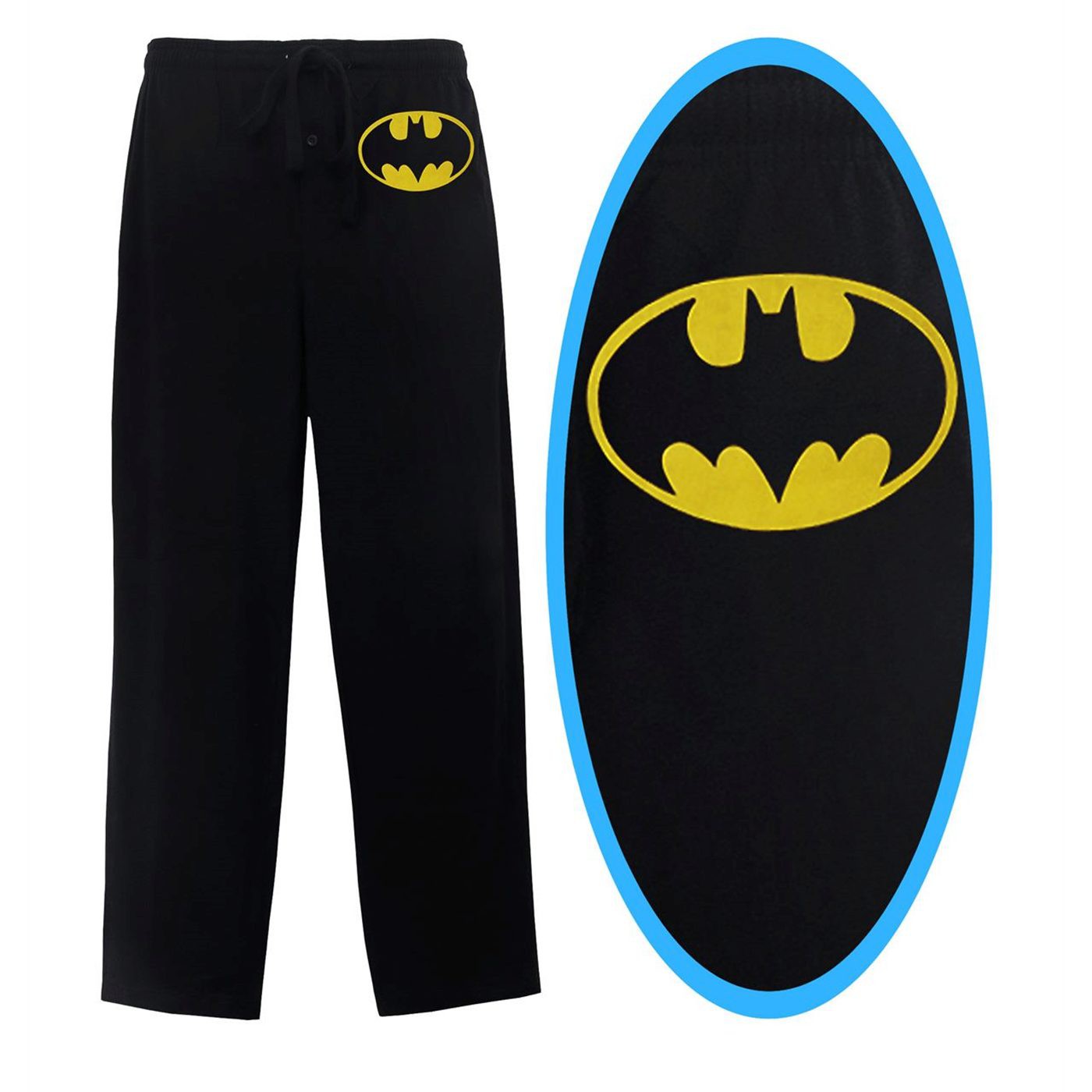 Batman Yellow Symbol Black Sleep Pants, Black