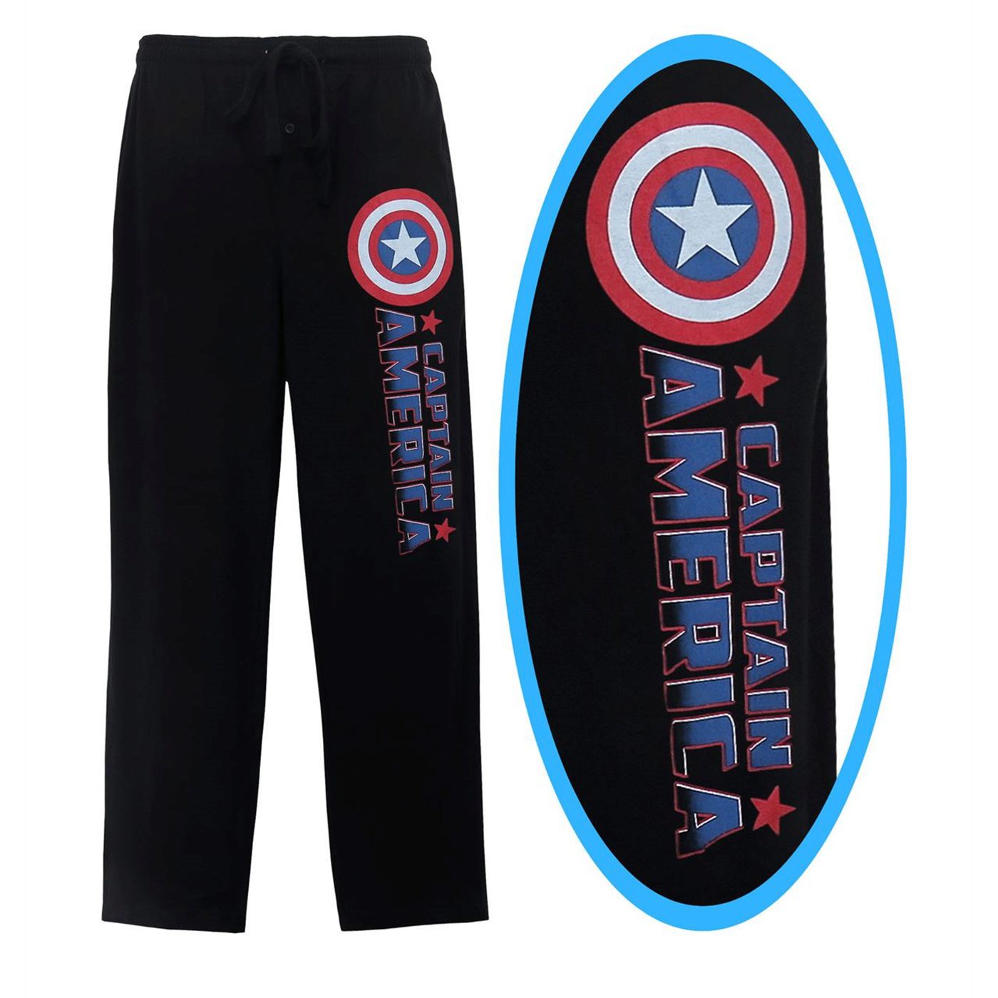 Captain America Comic Logo Men's Pajama Pants, Black