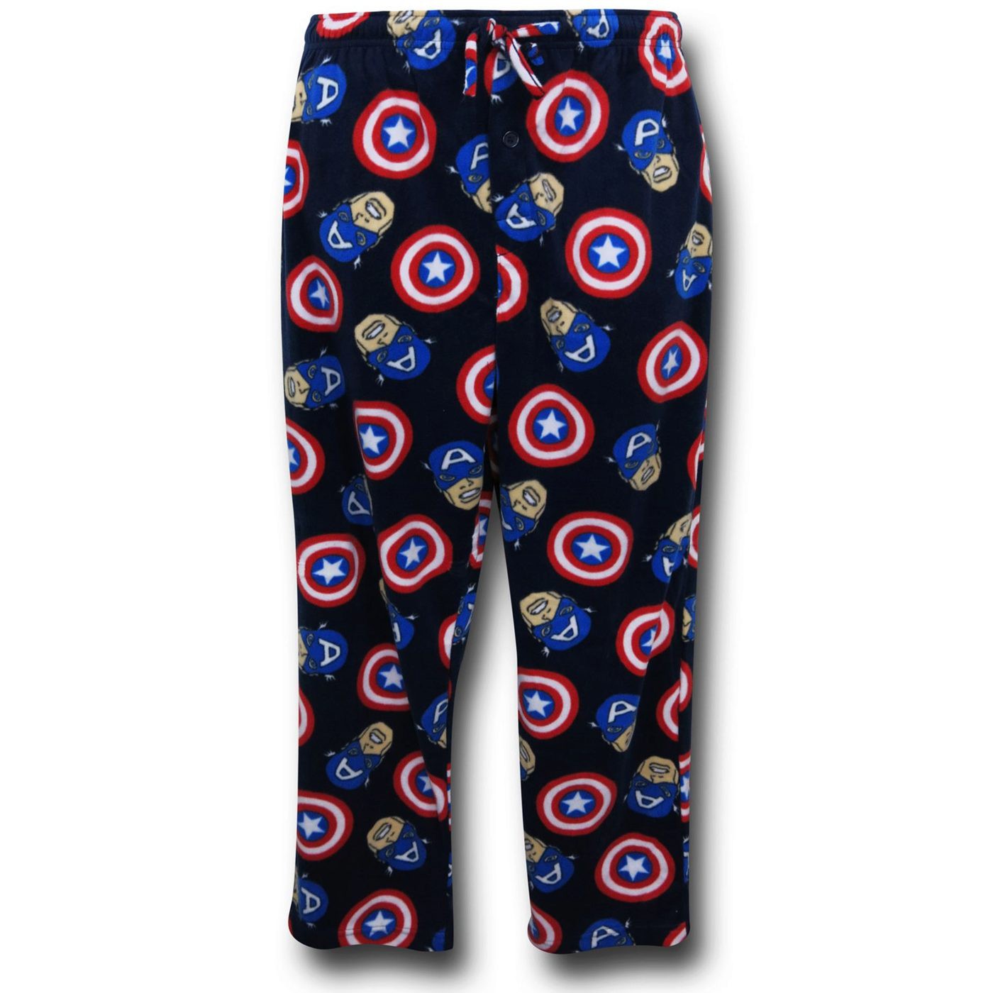 Captain America Shield Face Micro Fleece Men's Sleep Pants, Blue