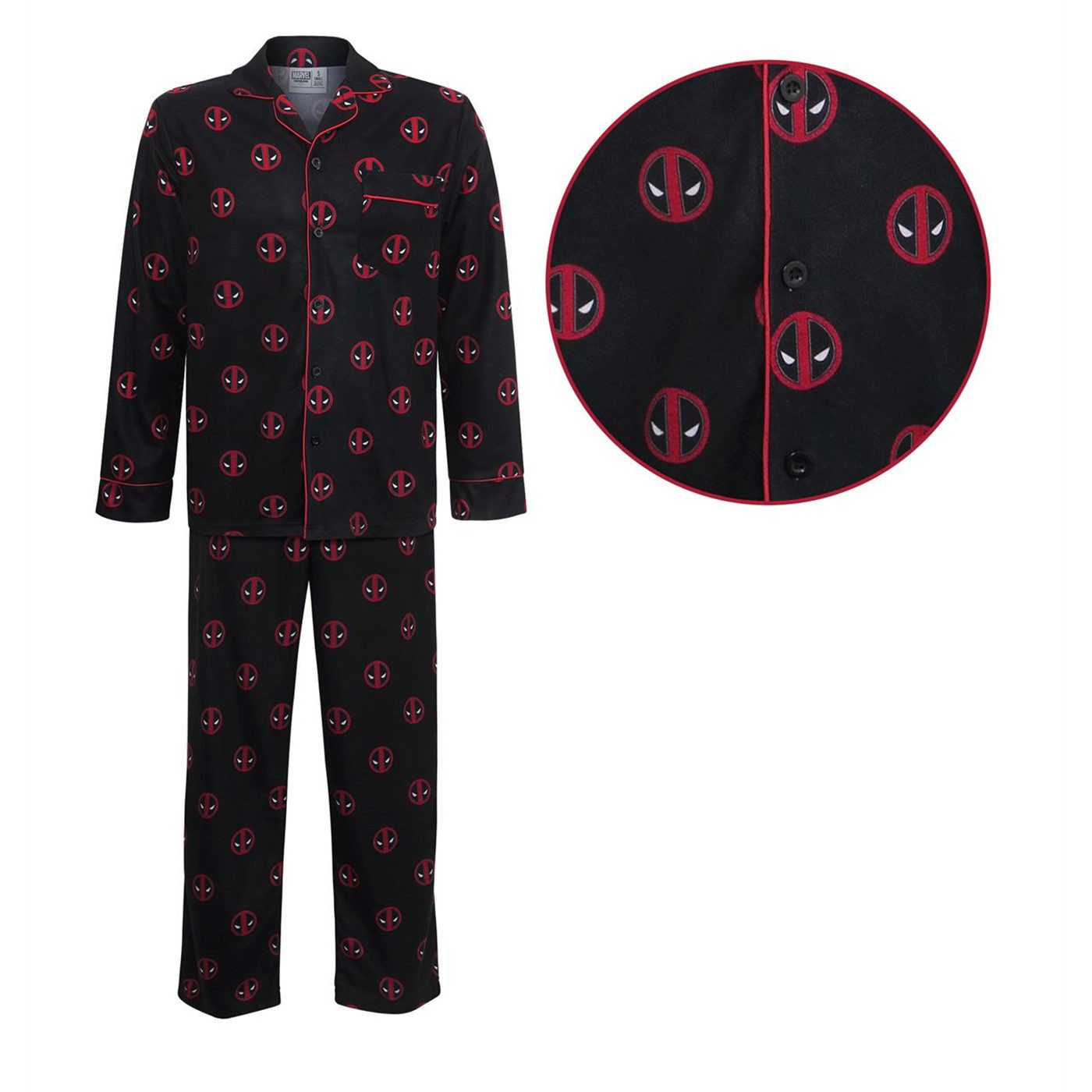 Deadpool All-Over Print Pajama Set, Black