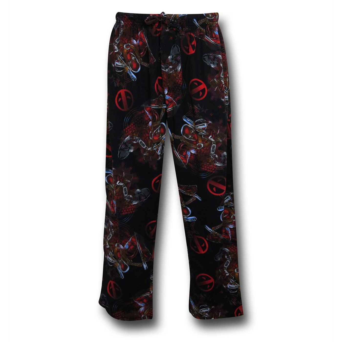 Deadpool All Over Symbol Men's Pajama Pants, Black