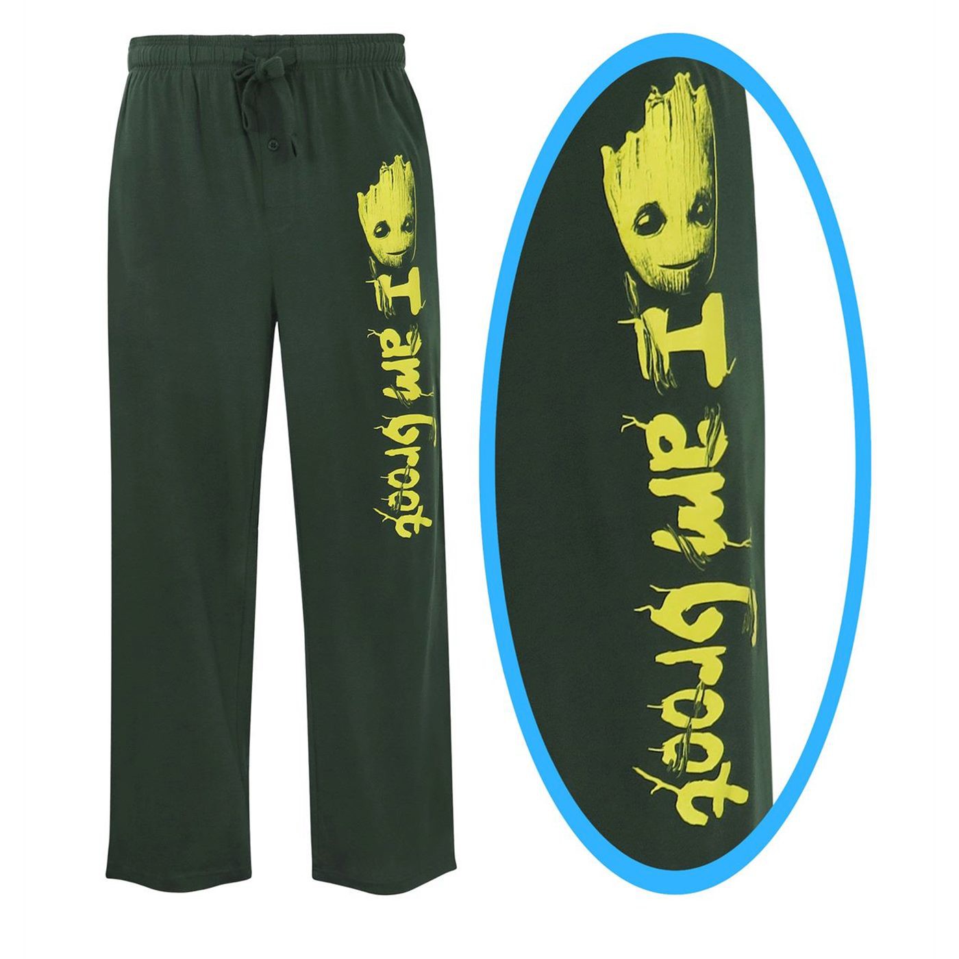 GOTG I Am Groot Men's Pajama Pants, Green