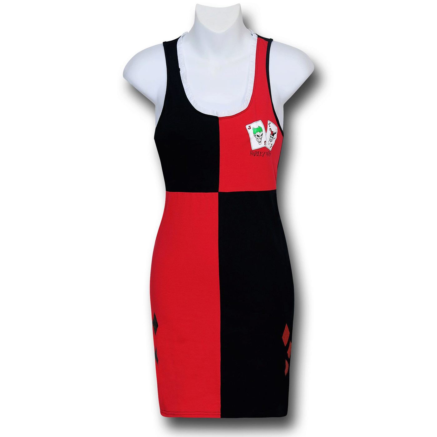 Harley Quinn Glitter Women's Costume Sleep Tank Dress, Red