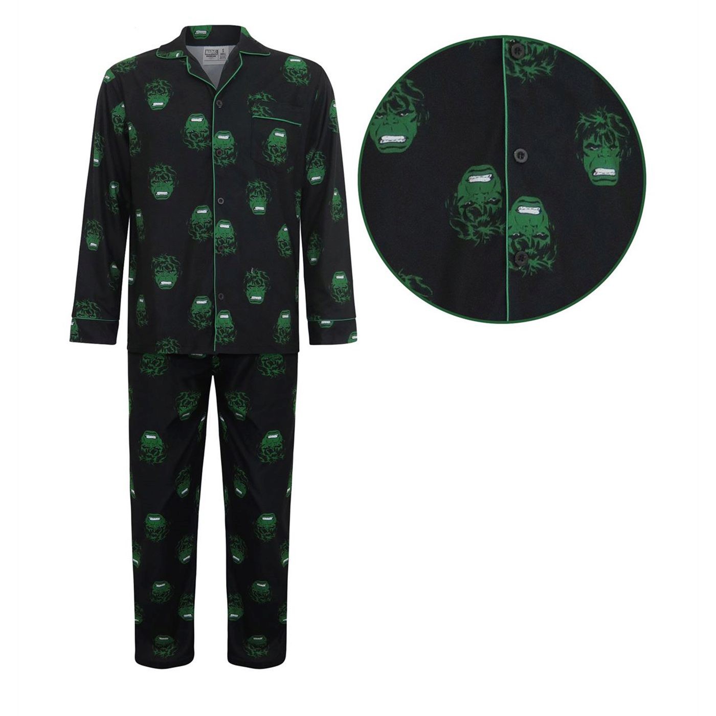 Hulk All-Over Print Pajama Set, Black