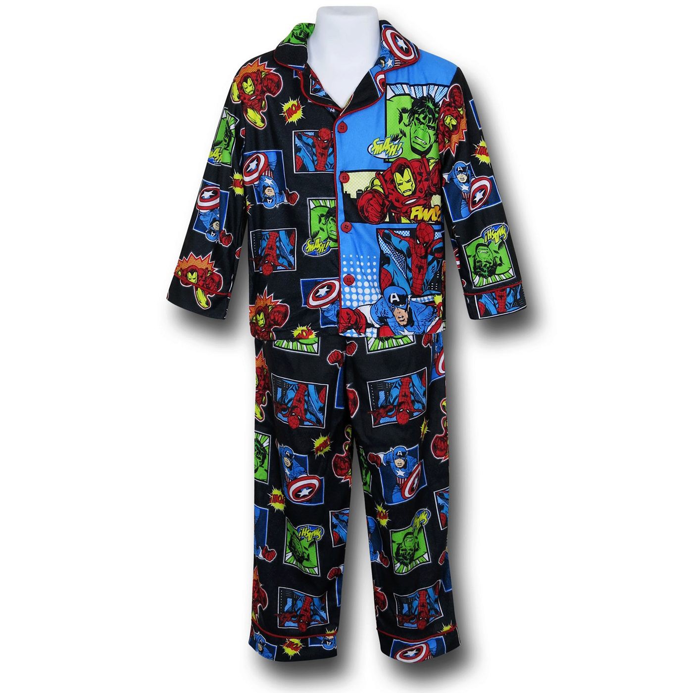 Avengers Jersey Coat Kids Pajama Set, Black