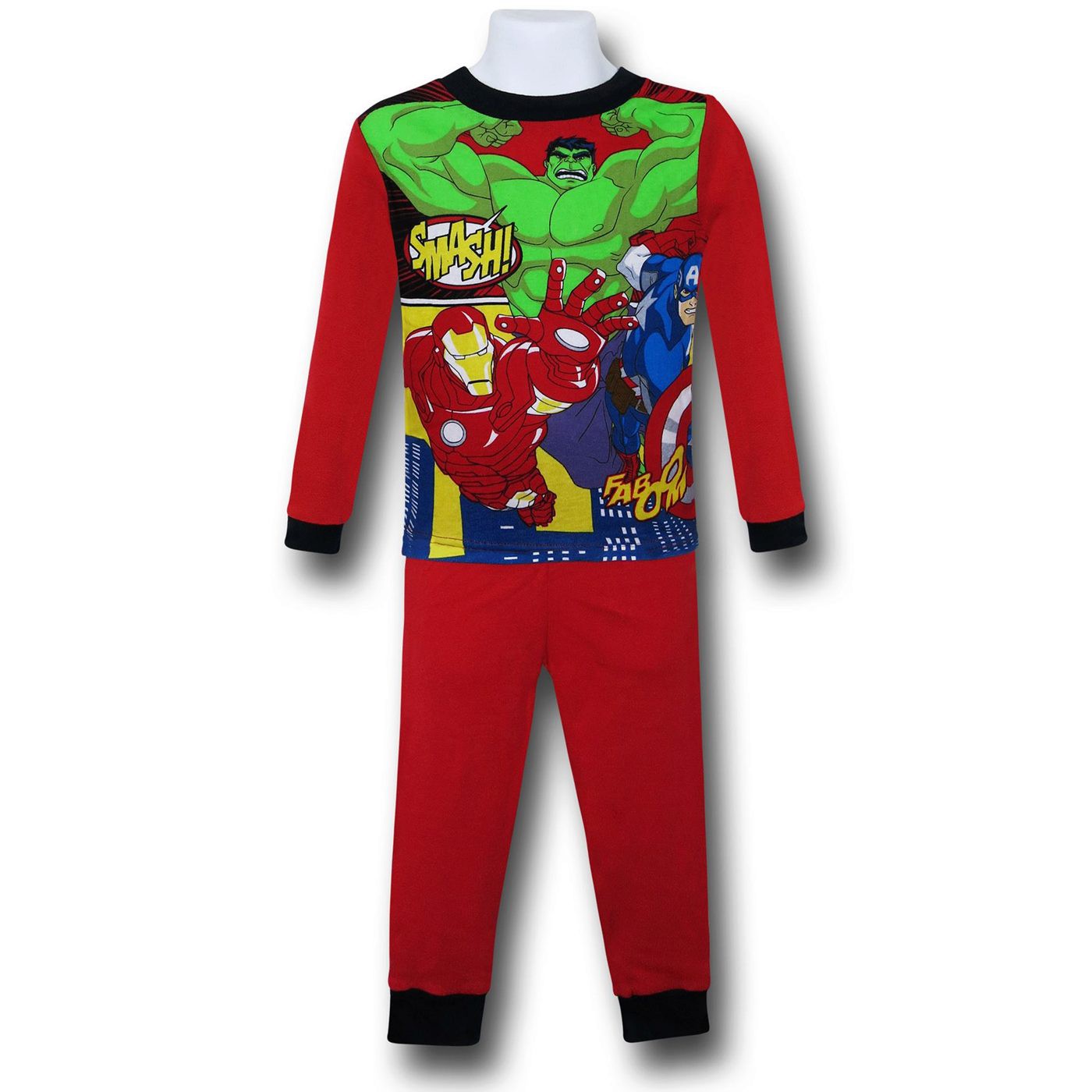Avengers Group Red 2-Piece Kids Pajama Set, Red