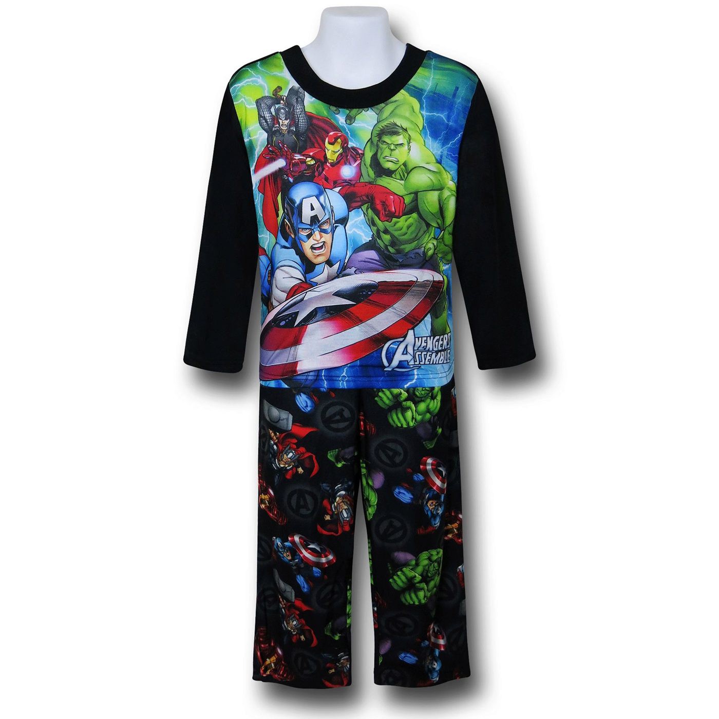Avengers Shield Throw 2-Piece Kids Pajama Set, Black