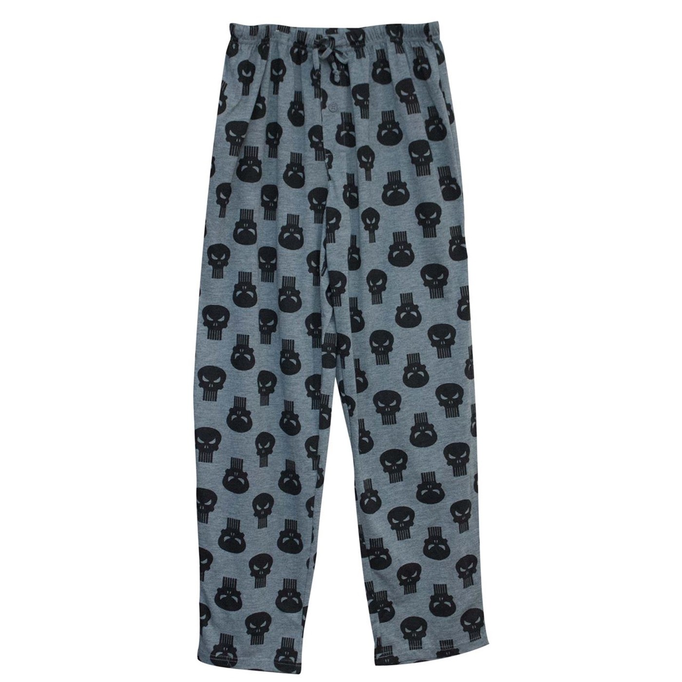 Punisher Logo Repeat Men's Pajama Pants, Grey
