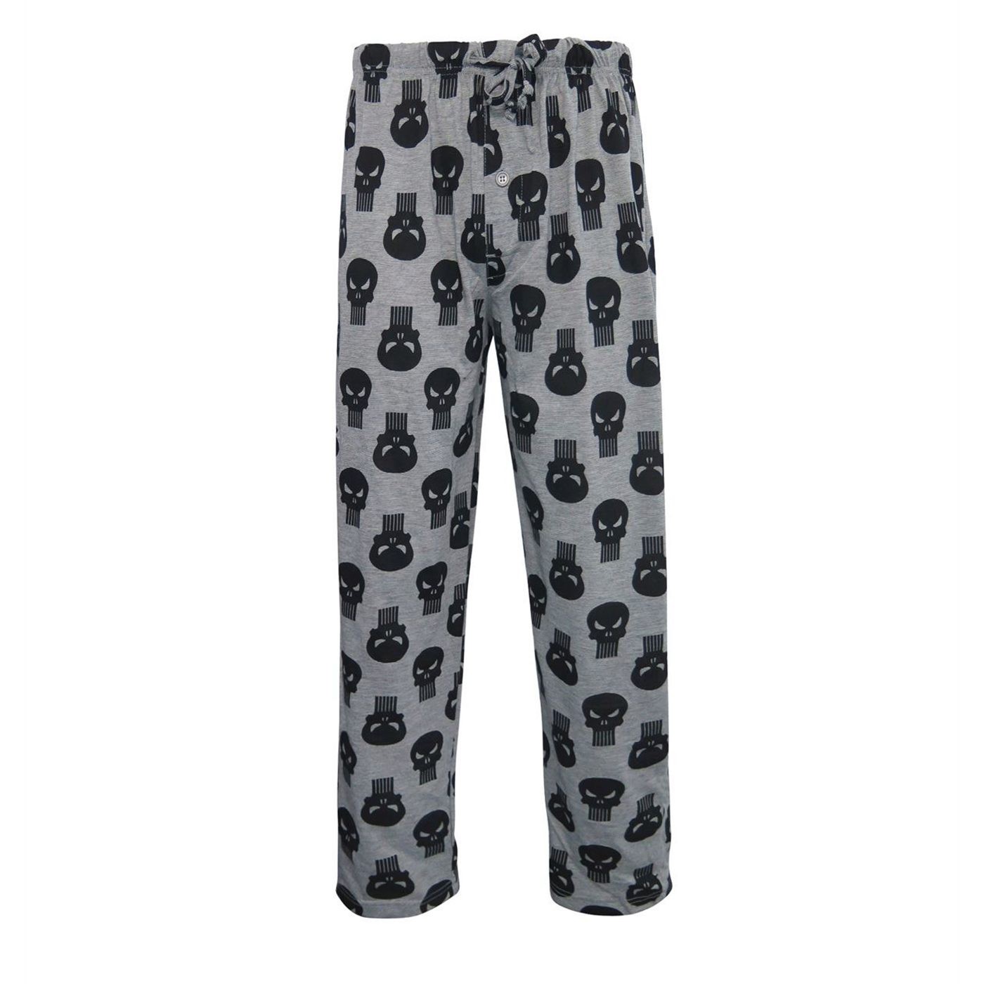 Punisher Skulls All-Over Print Men's Pajama Pants, Grey