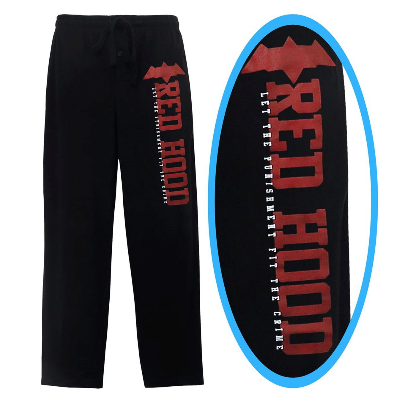 Red Hood Let the Punishment Fit Men's Pajama Pants, Black
