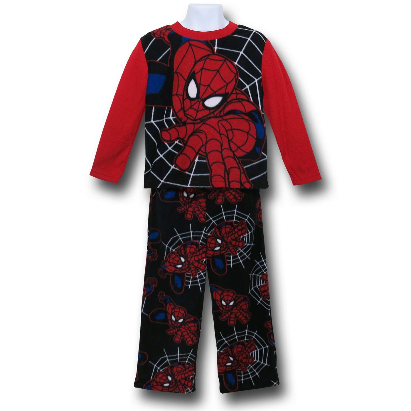 Spiderman Black Webs Kids Fleece Pajama Set, Black