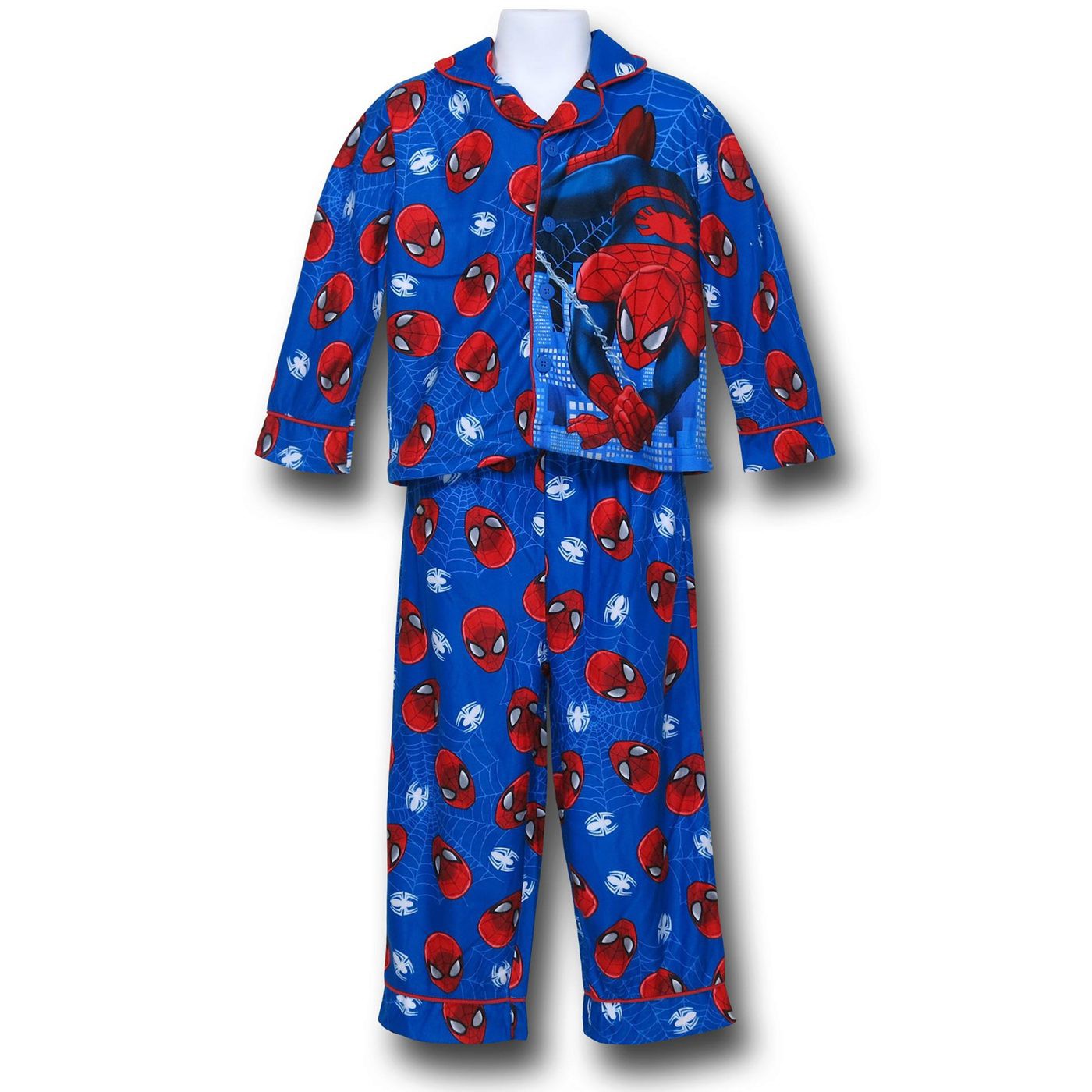 Spiderman Blue Button-Up Kids Pajamas, Blue