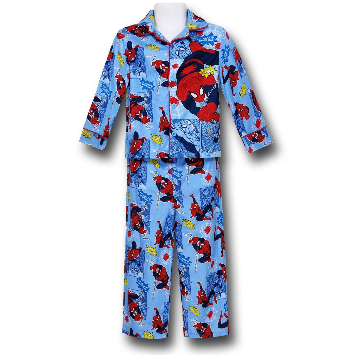 Spiderman Blue Button-Up Toddler Pajama Set, Blue