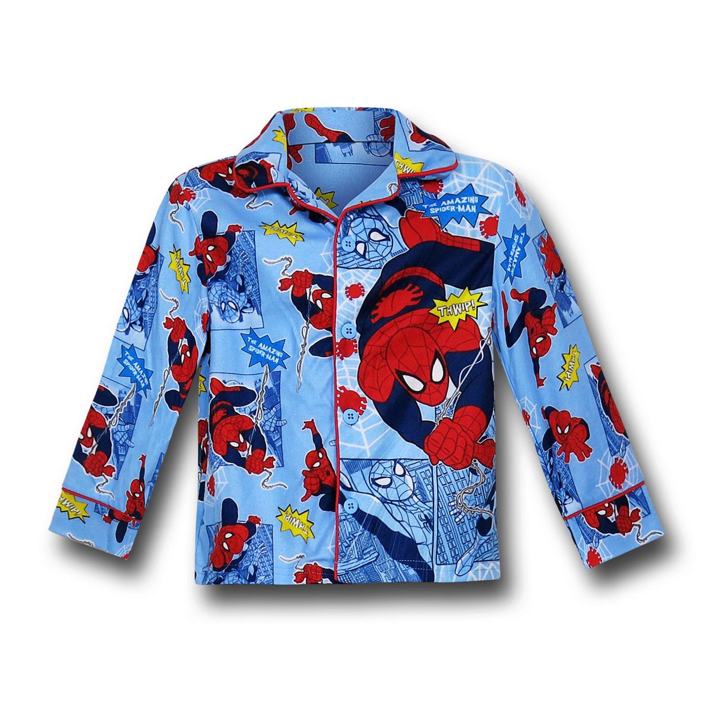 Spiderman Blue ButtonUp Toddler Pajama Set