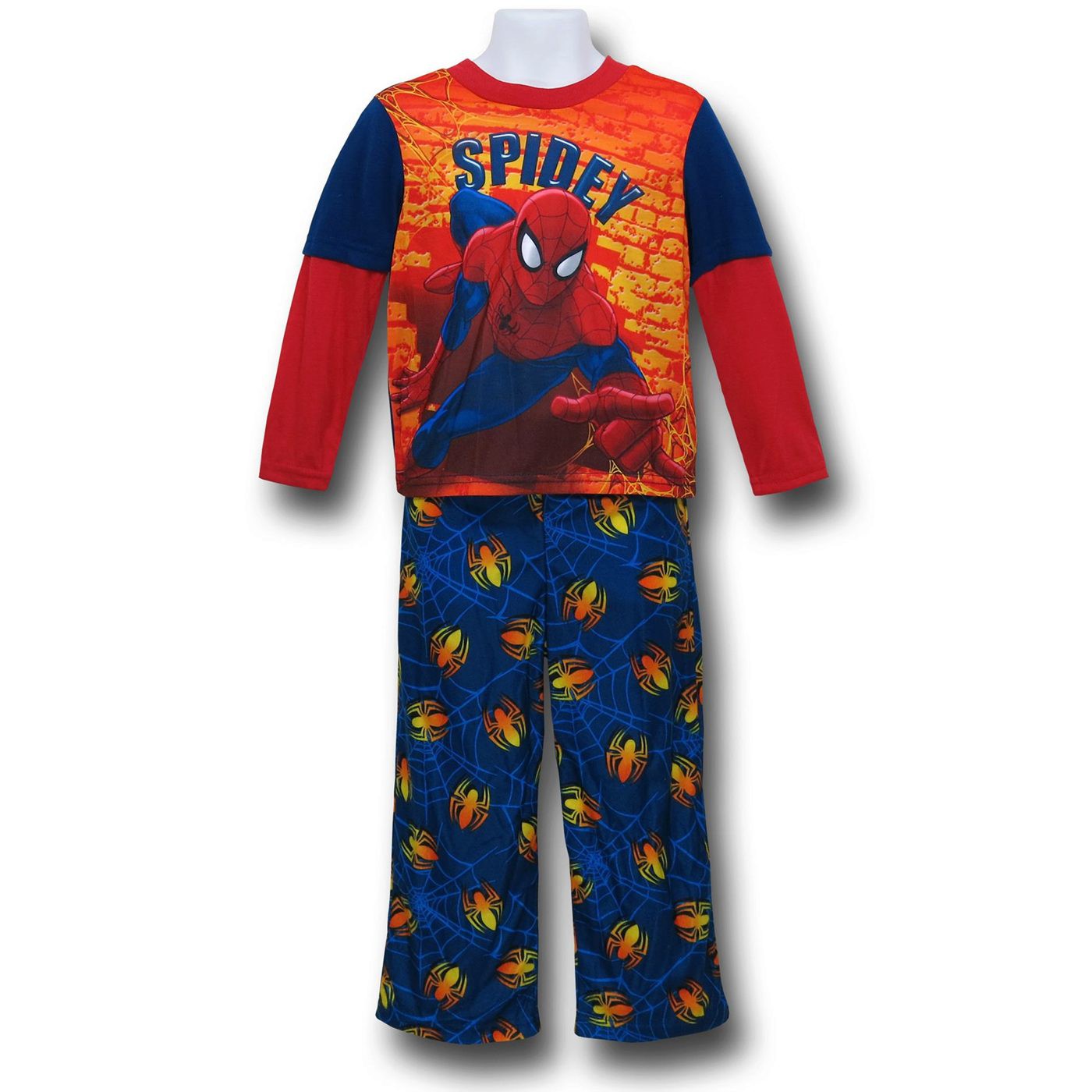 Spiderman Spidey Wall Kids Pajamas Set, Blue