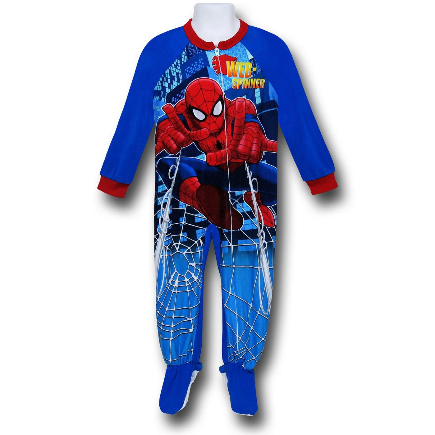 Spiderman Web-Spinner Kids Footed Pajamas, Blue