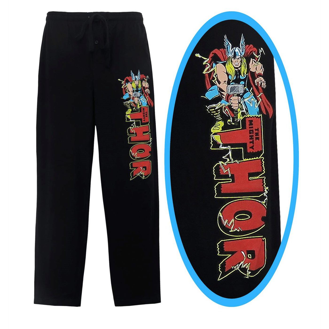 Thor Logo Jack Kirby Men's Pajama Pants, Black