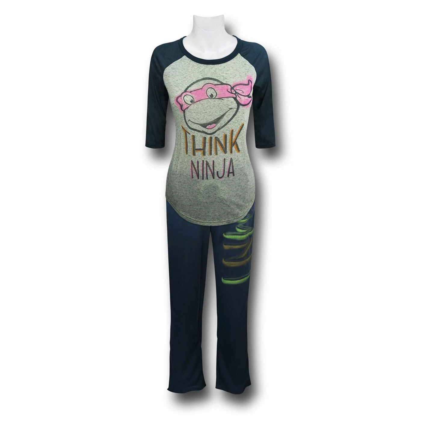 TMNT Think Ninja Women's 2-piece Pajama Set, Green