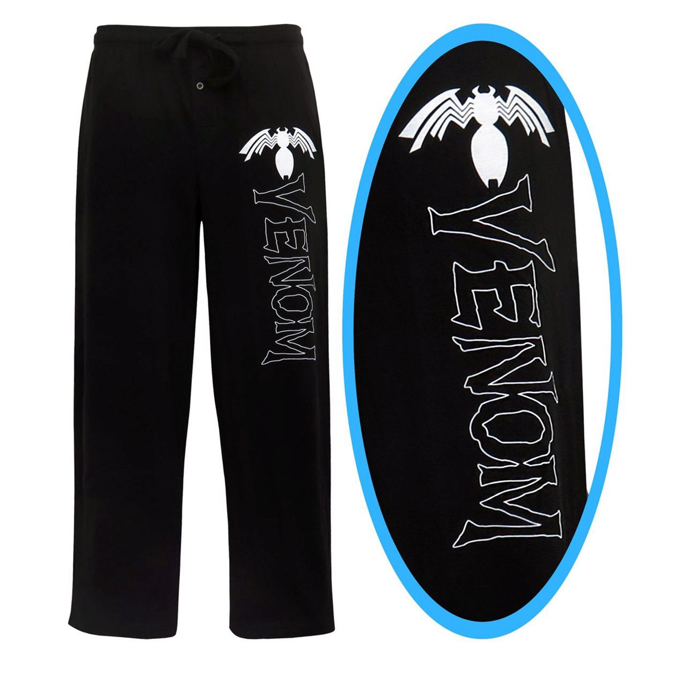 Venom Comic Logo Men's Pajama Pants, Black