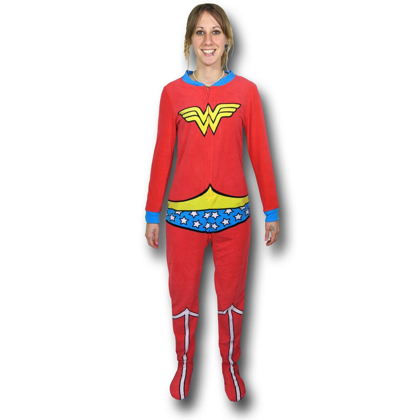 Wonder Woman Costume Women's Footed Pajamas, Red
