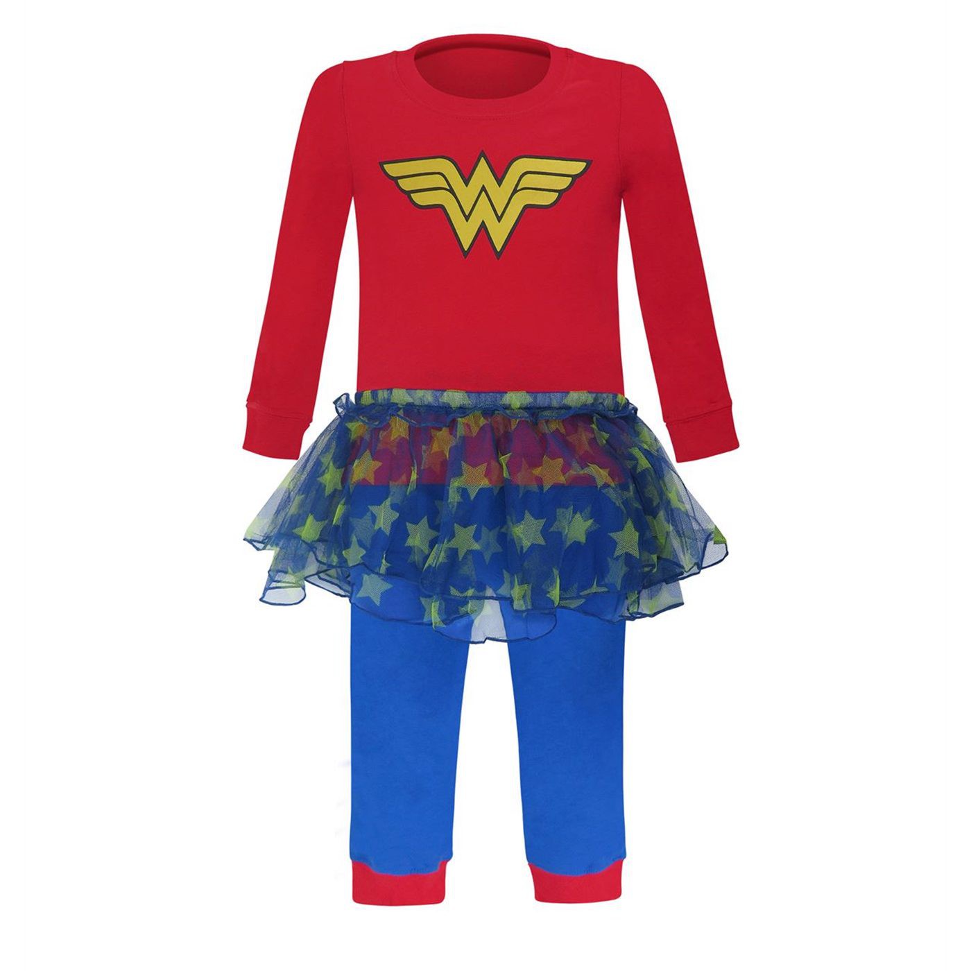 Wonder Woman Symbol Kids Pajama Set with Tutu, Red