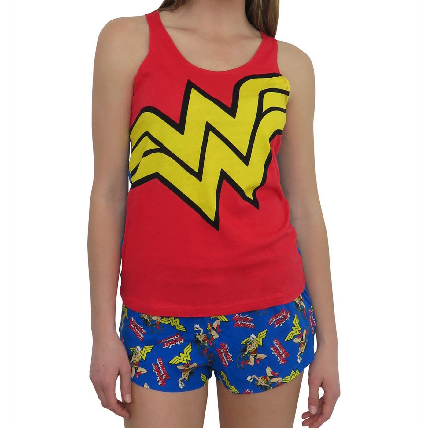 Wonder Woman Symbol Women's Sleep Tank & Shorts Set, Red