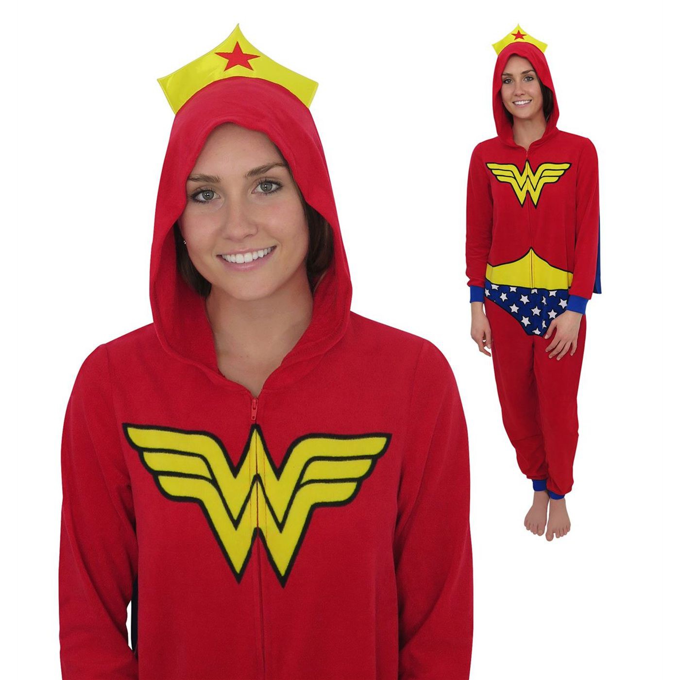 Wonder Woman Caped Costume Women's Union Suit, Red