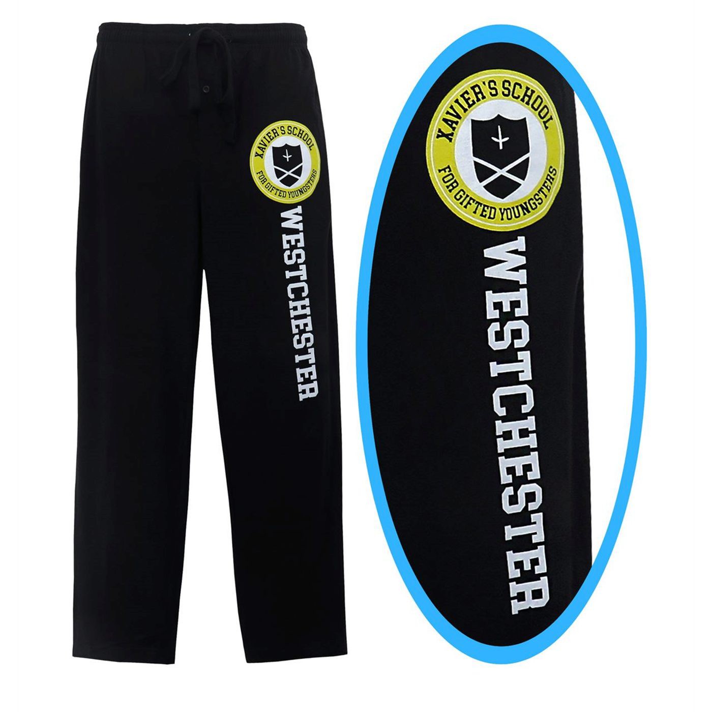 X-Men Xavier School Logo Men's Pajama Pants, Black