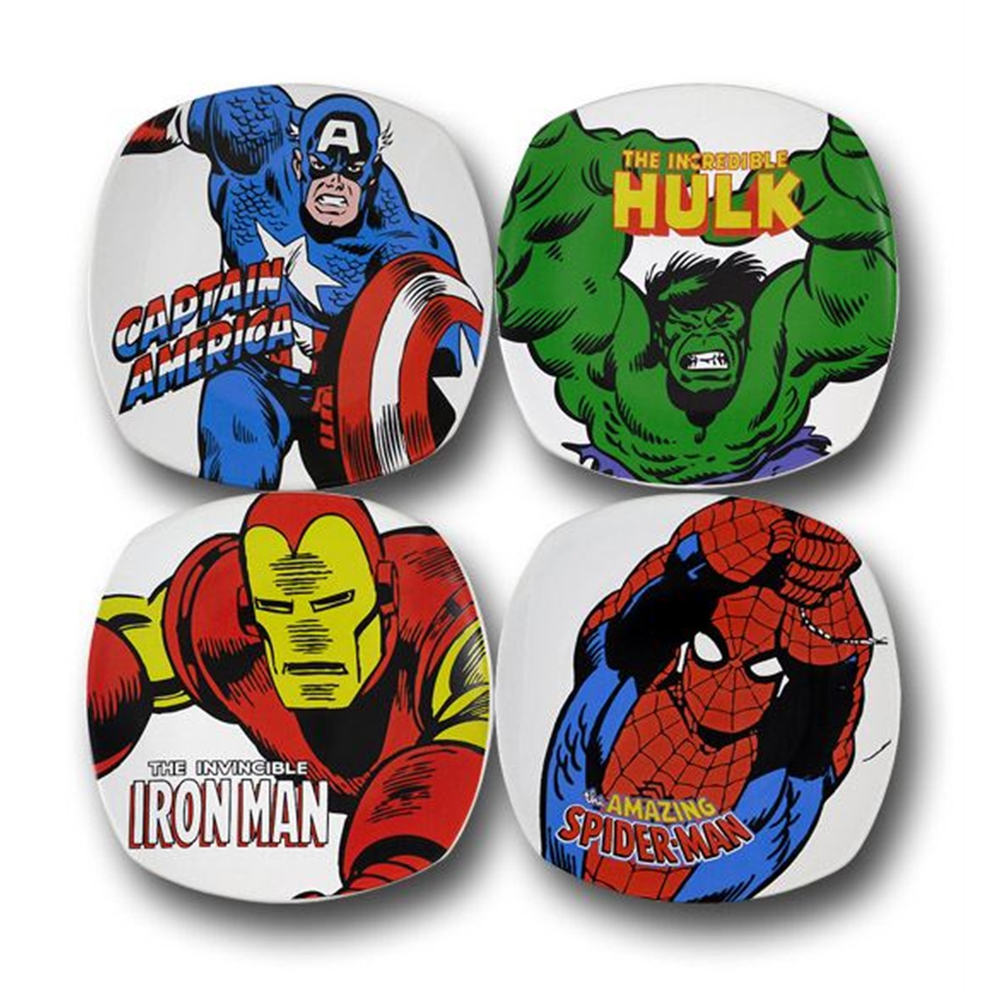 Marvel Retro Heroes Set of 4 Ceramic Plates, White
