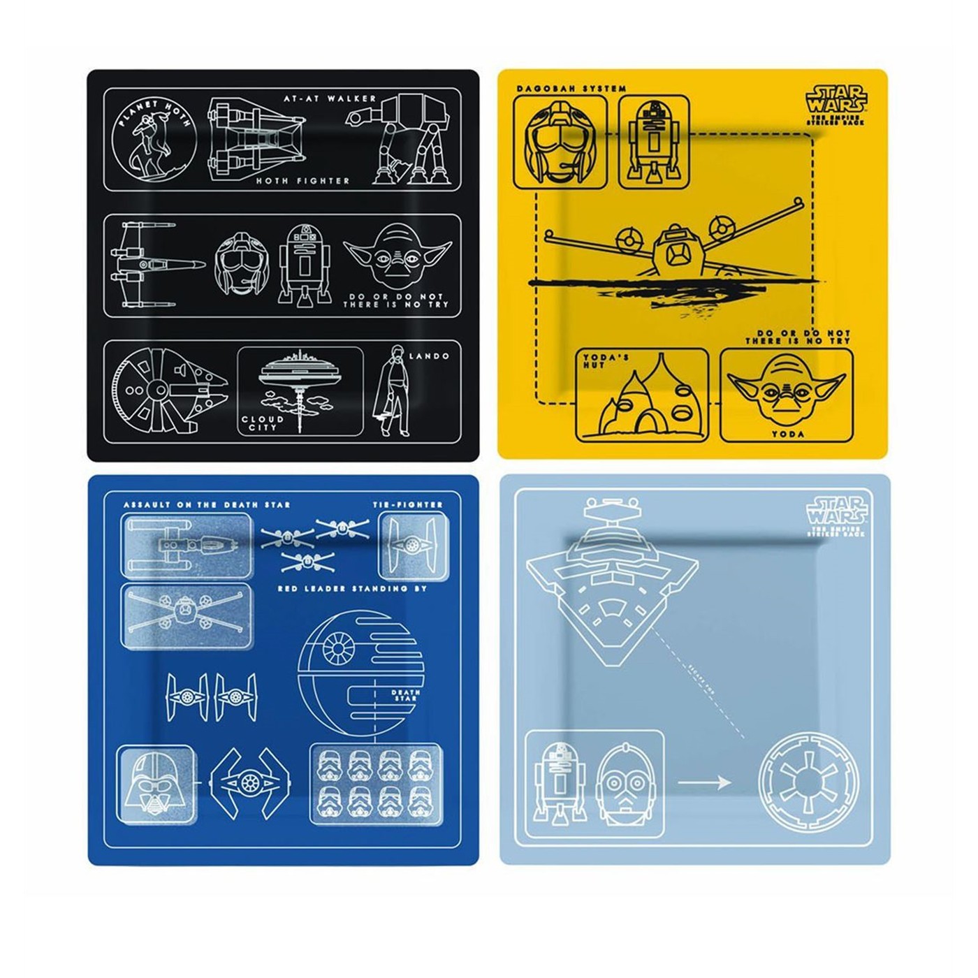 Star Wars Blueprints Melamine Plate Set, Black