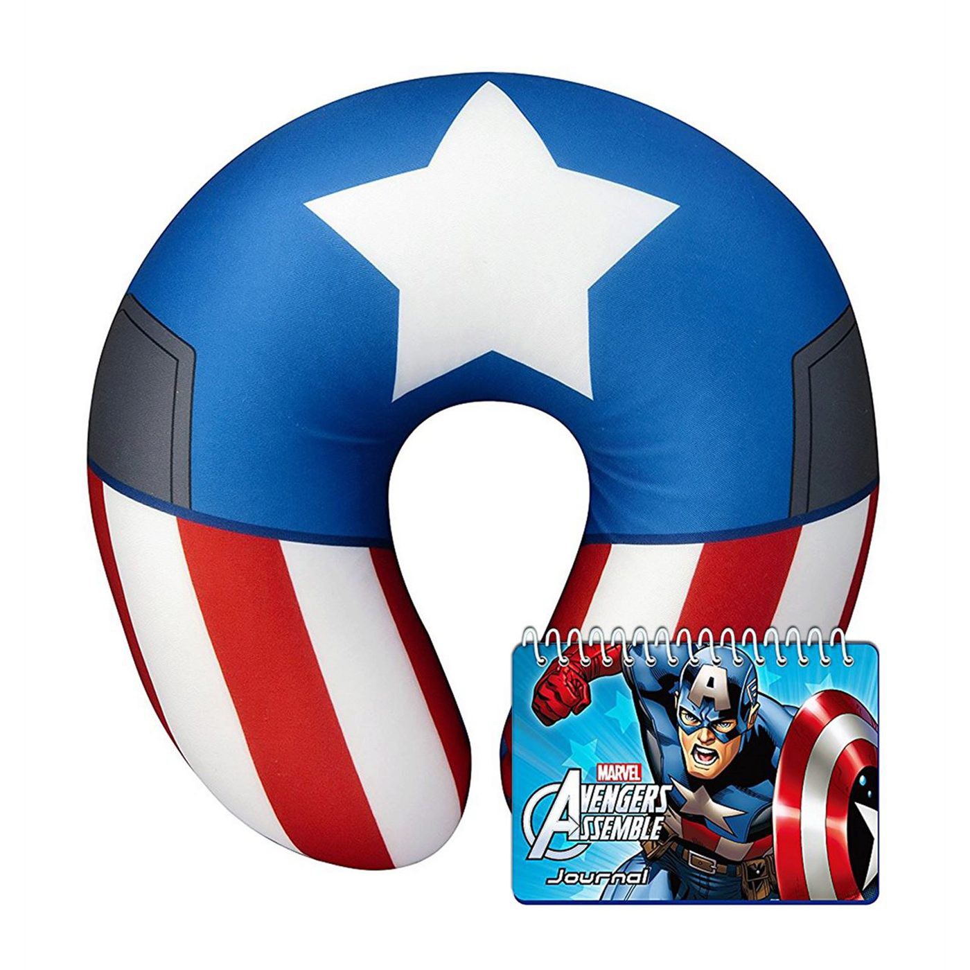 Captain America Neck Pillow and Journal Book Set, Blue