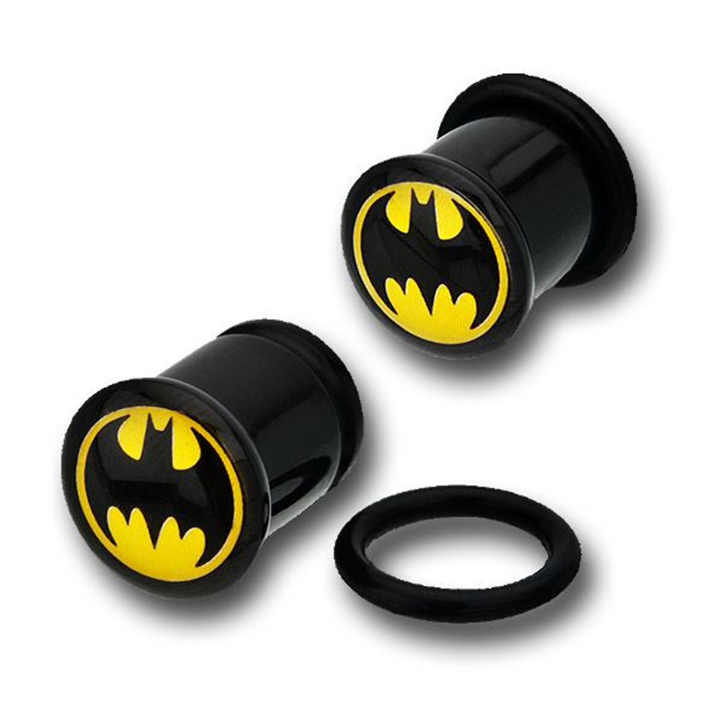 Batman Black Acrylic Single Flare Plugs, Black