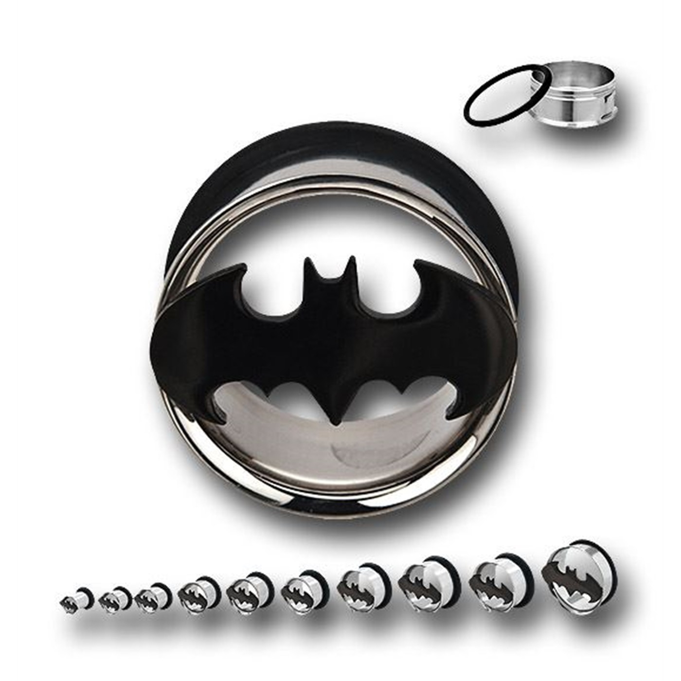 Batman 316L Surgical Steel Tunnel Plugs, Black