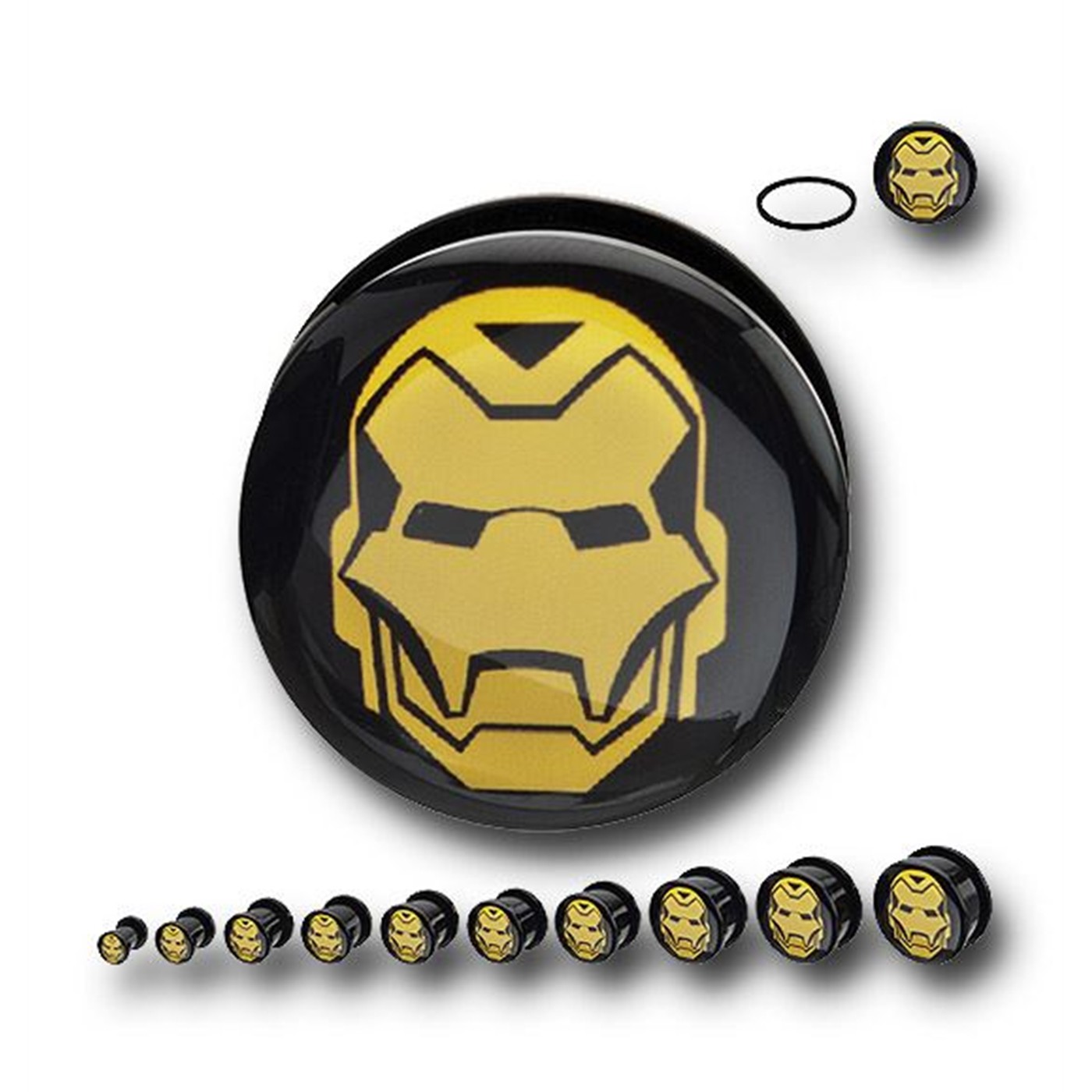 Iron Man Helmet Acrylic Screw Fit Plugs, Black