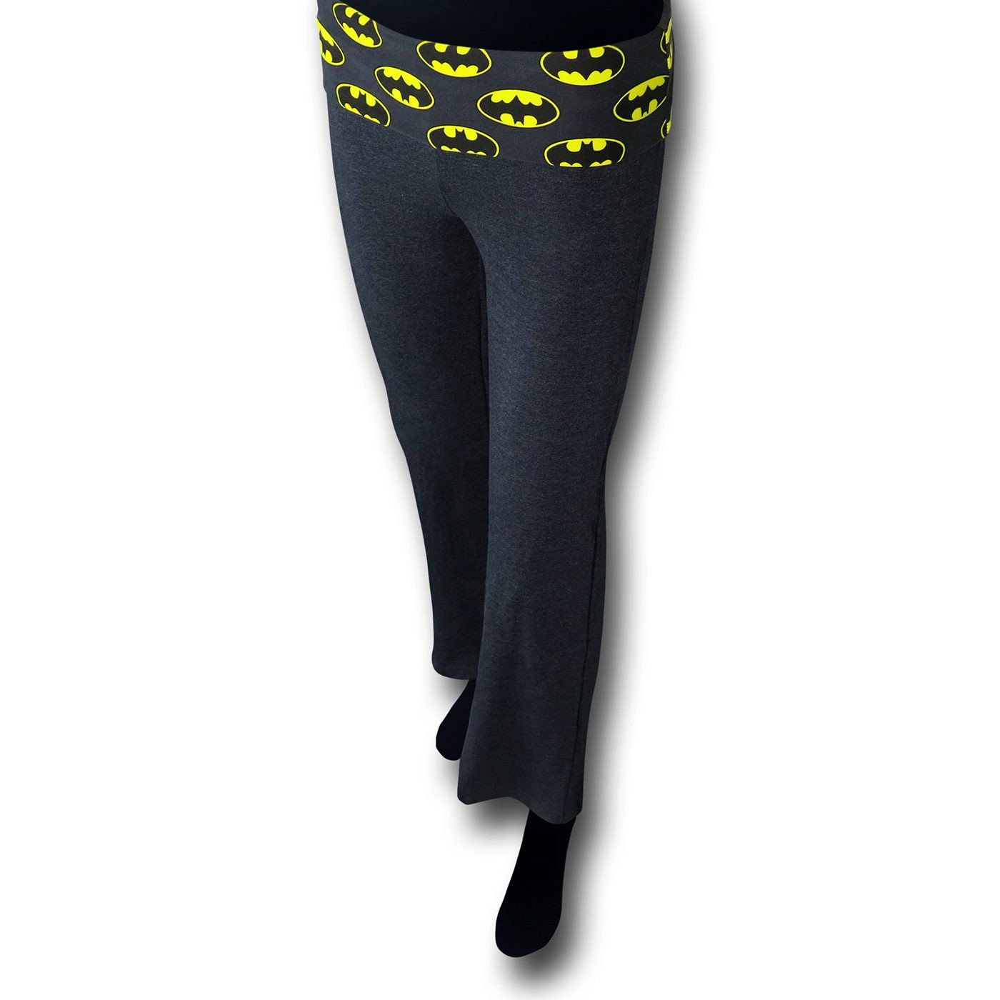 Batman Symbols Women's Heather Charcoal Yoga Pants, Grey