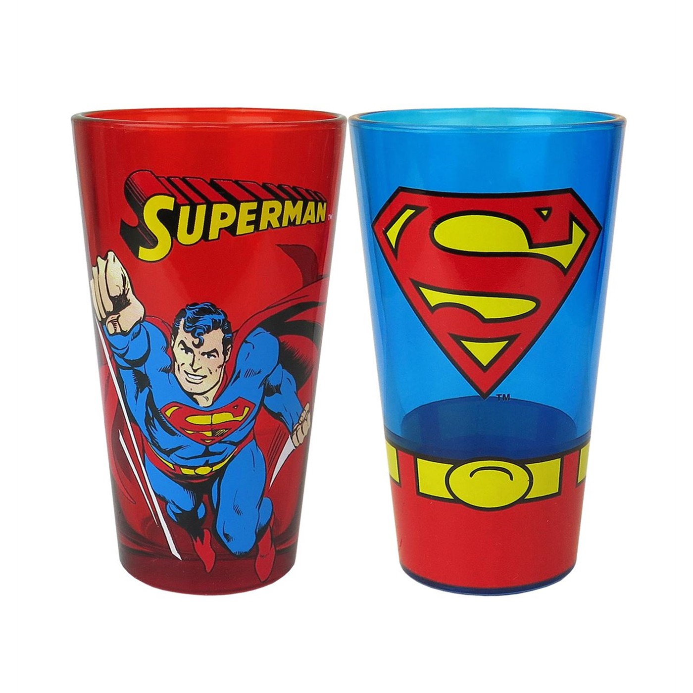 Superman Image and Costume Pint Glass 2-Pack, Red
