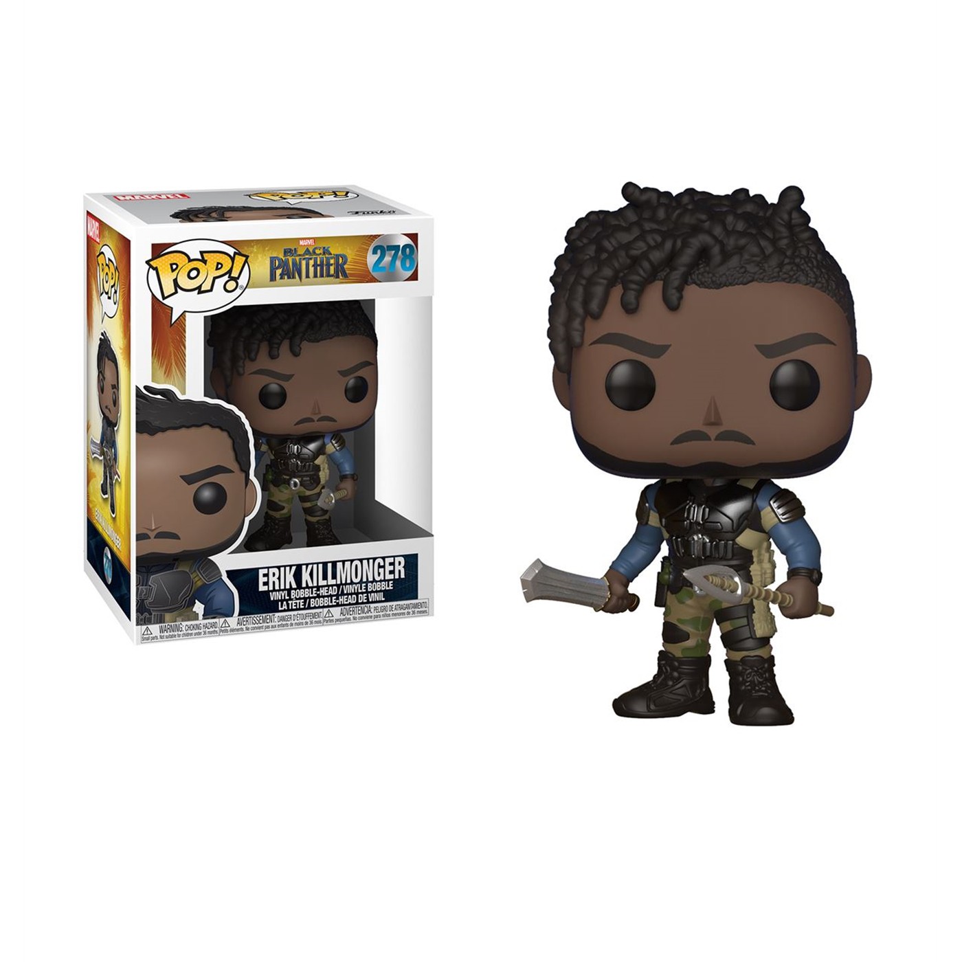 Black Panther Movie Erik Killmonger Funko Pop Bobble Head, Black