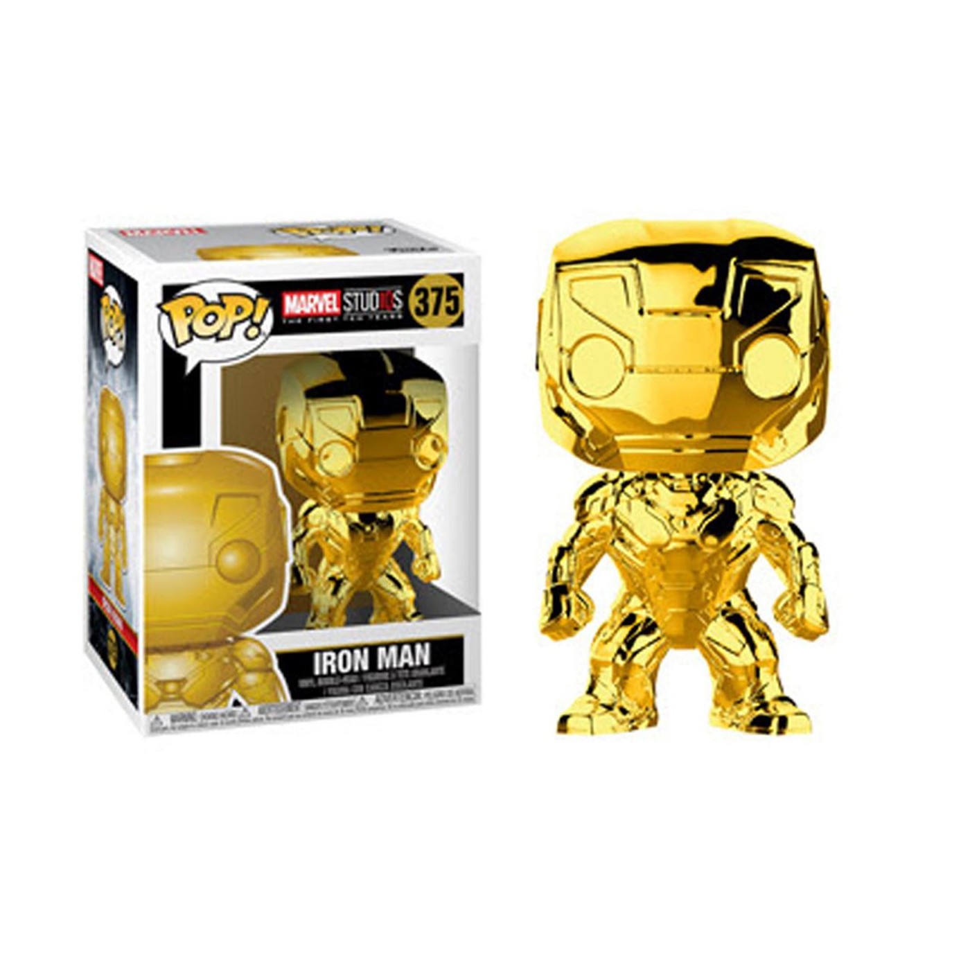 Marvel Studios 10th Anniv Iron Man Gold Chrome Funko Pop Bobble Head, Gold